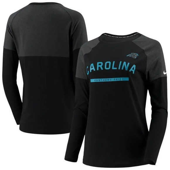 Women's Nike Black Carolina Panthers Tailgate Performance‎ Raglan Long Sleeve - Picture 1 of 7